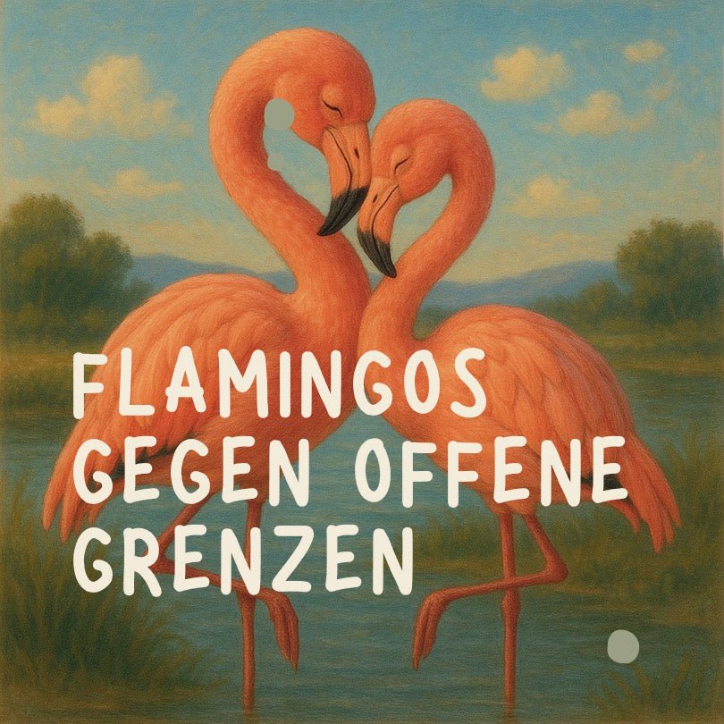50 Aufkleber „Flamingos gegen offene Grenzen!“ - Nette Aufkleber