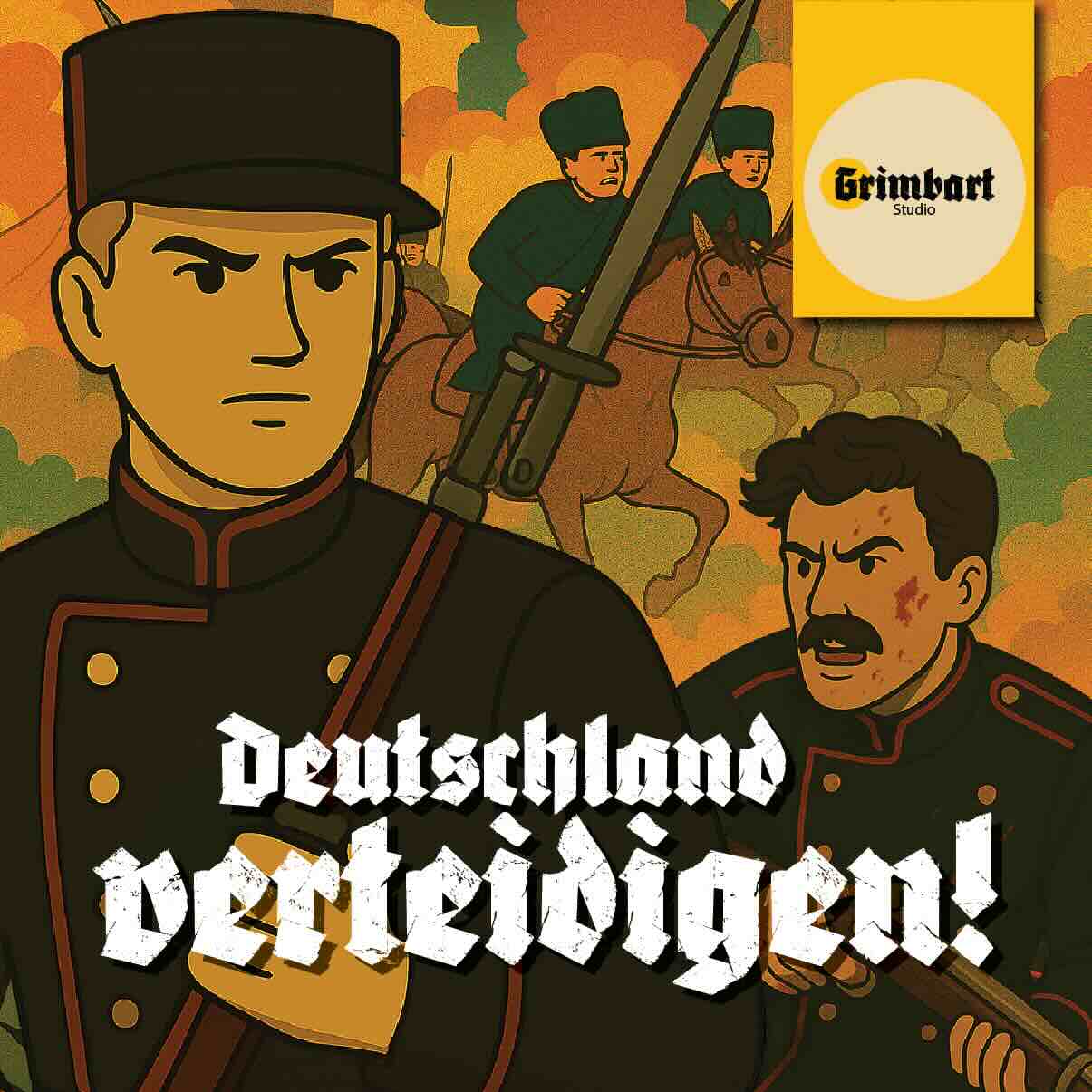 50 Aufkleber „Grimbart Studio - Deutschland verteidigen!“ 1813 - Nette Aufkleber