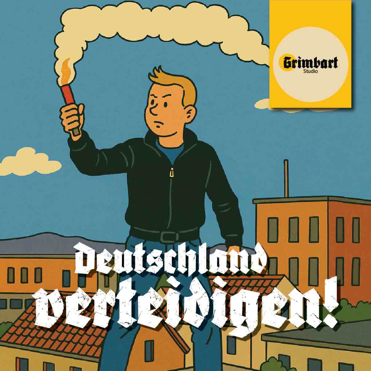 50 Aufkleber „Grimbart Studio - Deutschland verteidigen! 2025“ - Nette Aufkleber