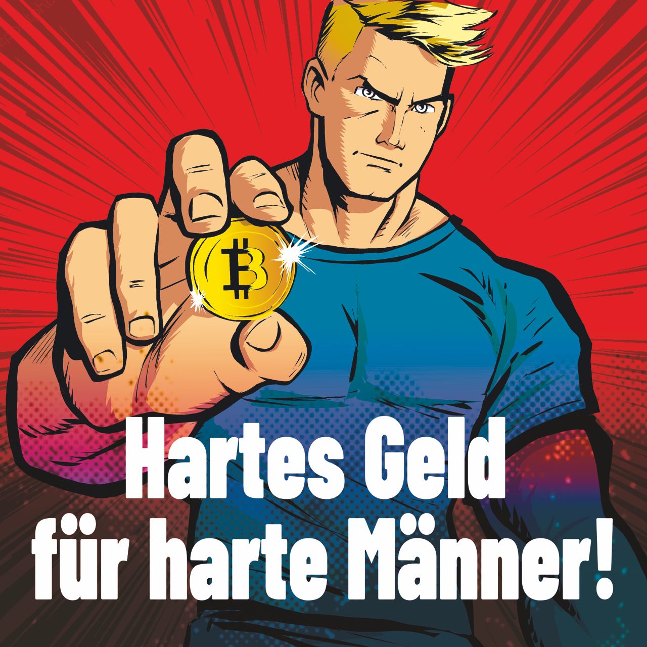 50 Aufkleber „BITCOIN - HARTES GELD FÜR HARTE MÄNNER!“ - Nette Aufkleber