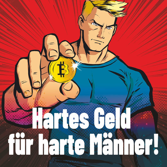 50 Aufkleber „BITCOIN - HARTES GELD FÜR HARTE MÄNNER!“ - Nette Aufkleber