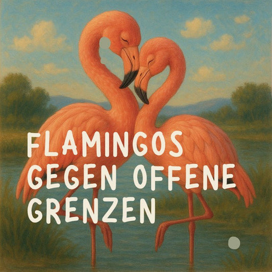 50 Aufkleber „Flamingos gegen offene Grenzen!“ - Nette Aufkleber