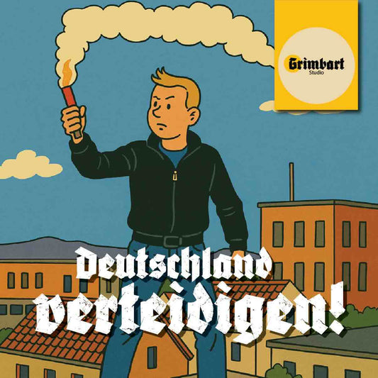 50 Aufkleber „Grimbart Studio - Deutschland verteidigen! 2025“ - Nette Aufkleber