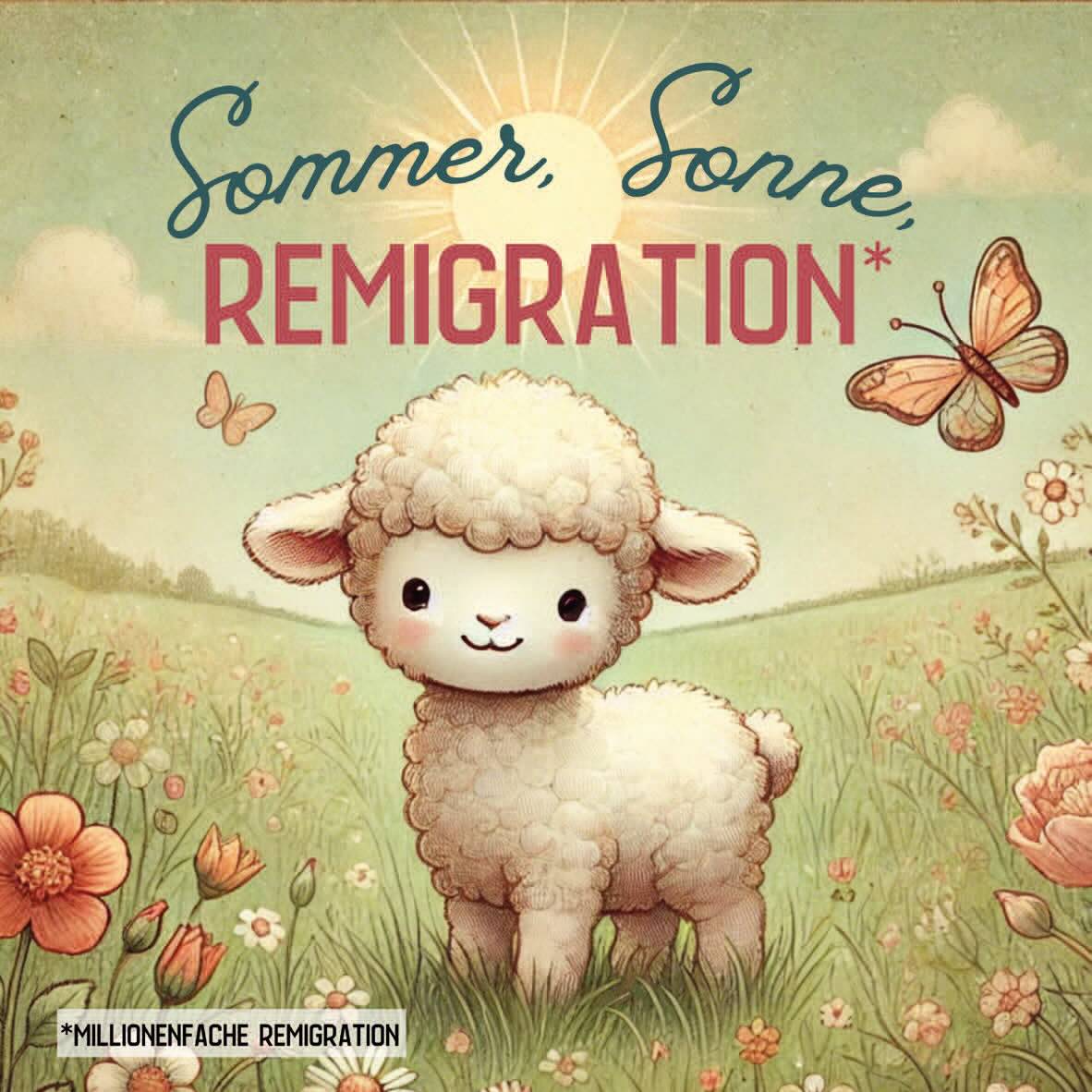 50 Aufkleber „Lämmchen Ida: Sommer, Sonne, Remigration!“ - Nette Aufkleber