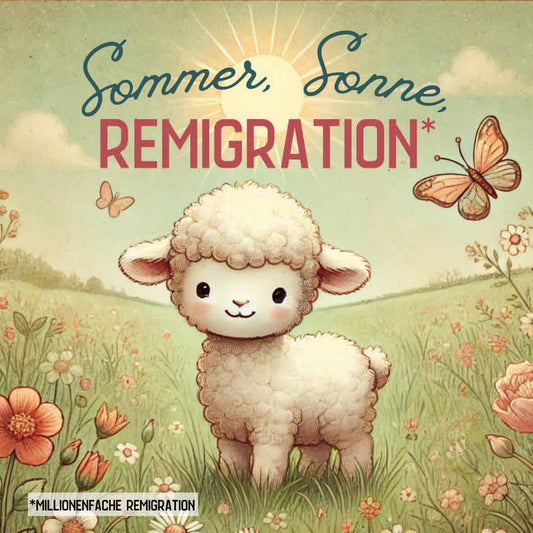 50 Aufkleber „Lämmchen Ida: Sommer, Sonne, Remigration!“ - Nette Aufkleber