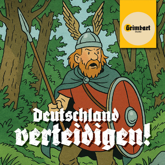 50 Aufkleber „Grimbart Studio - Deutschland verteidigen! 9 n. Chr.“