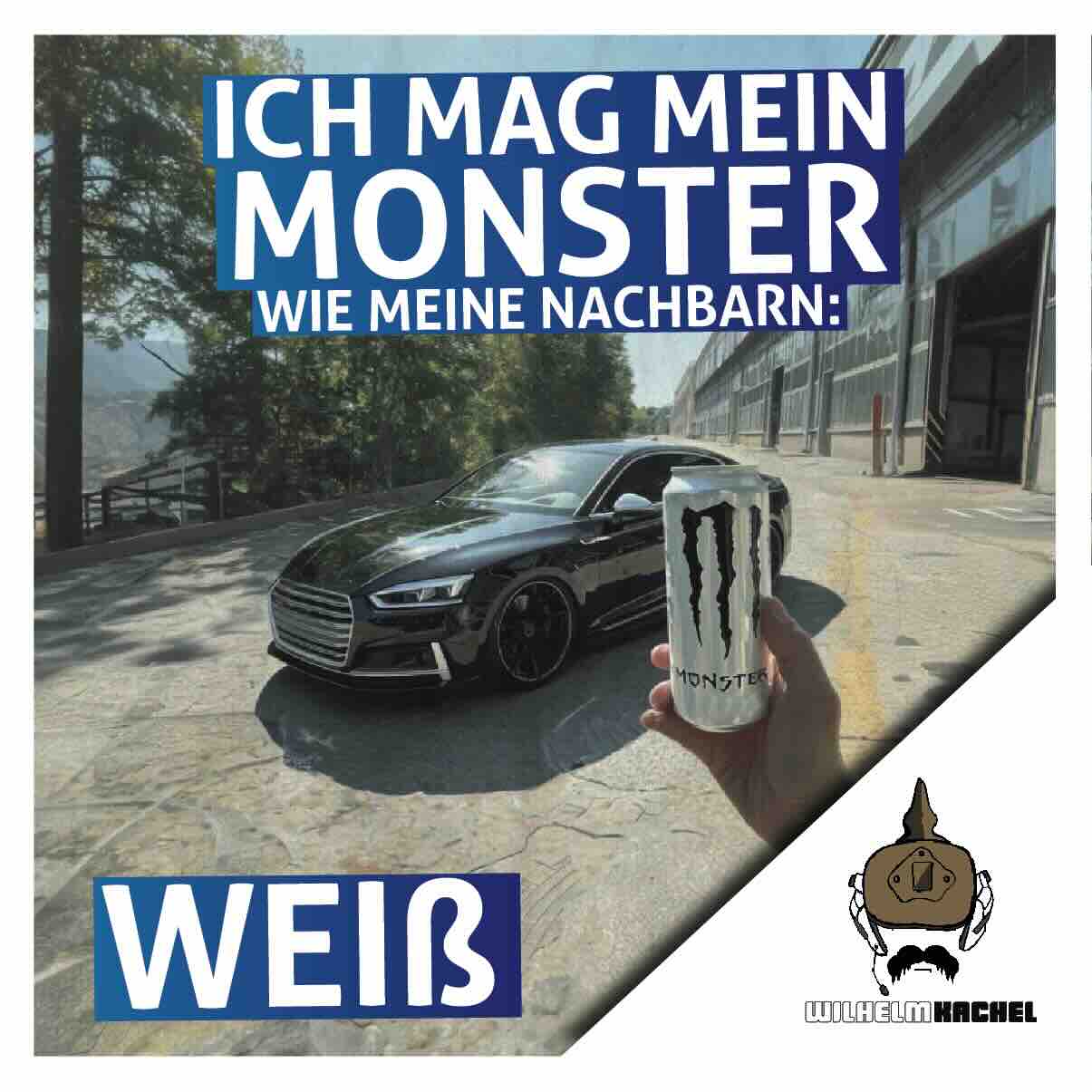50 Aufkleber „Wilhelm Kachel - White Monster“